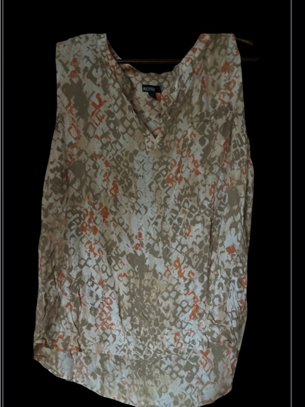 Valette Bohemian Sleeveless Blouse Orange/Brown Print – Women's Size Large